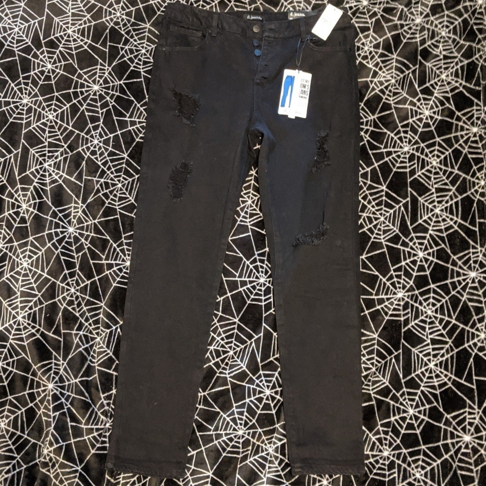 Black Ripped Mom Jeans